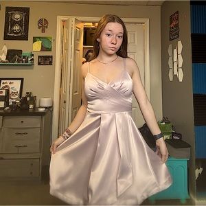 Silk mini dress, pale, rose pink